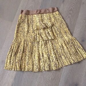 EXPRESS DESIGN STUDIO pleated 100% silk knee length skirt. EUC. Size 6.